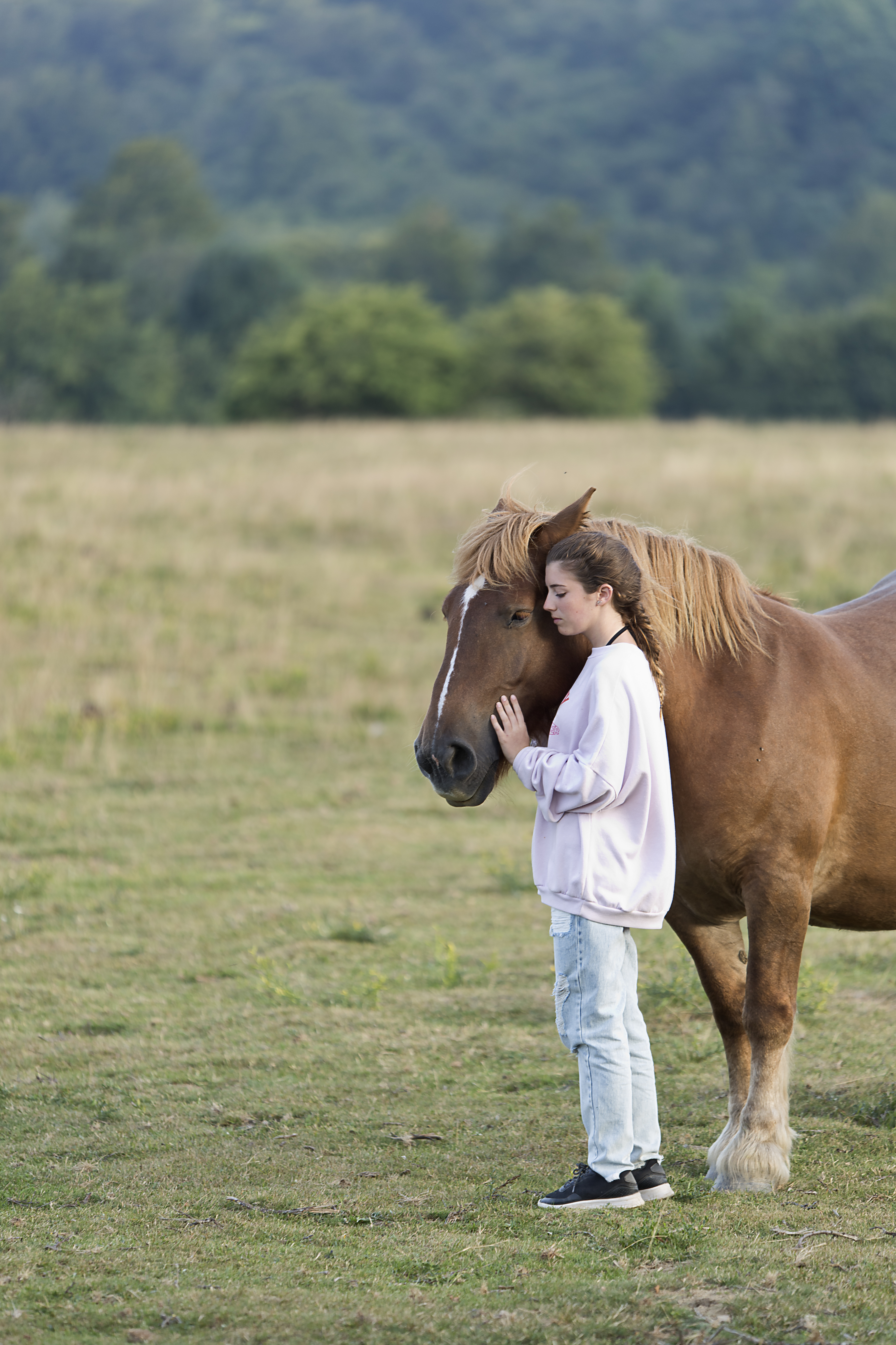 teenage-girl-with-horses-field