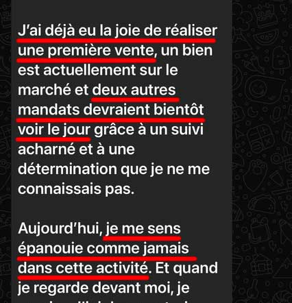 J'ai eu la joie de réaliser ma première vente