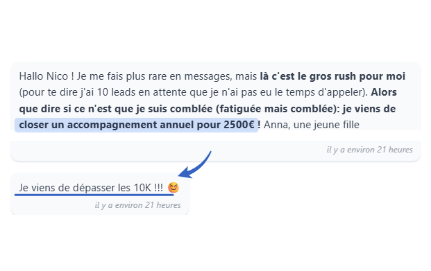 Message reçu d’un prof accompagné — stephanie 10k