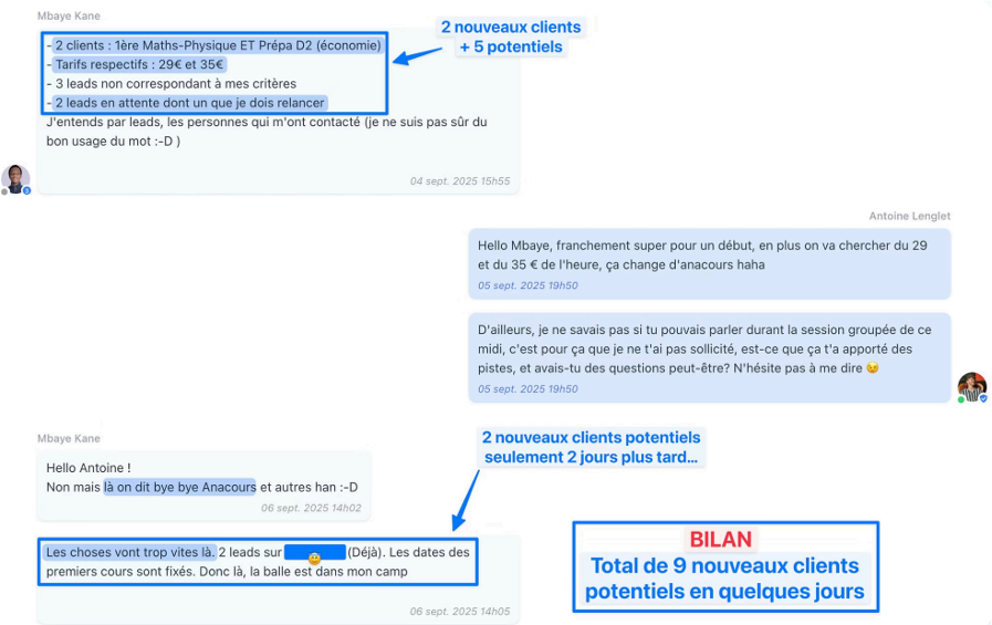 Message reçu d’un prof accompagné — hh