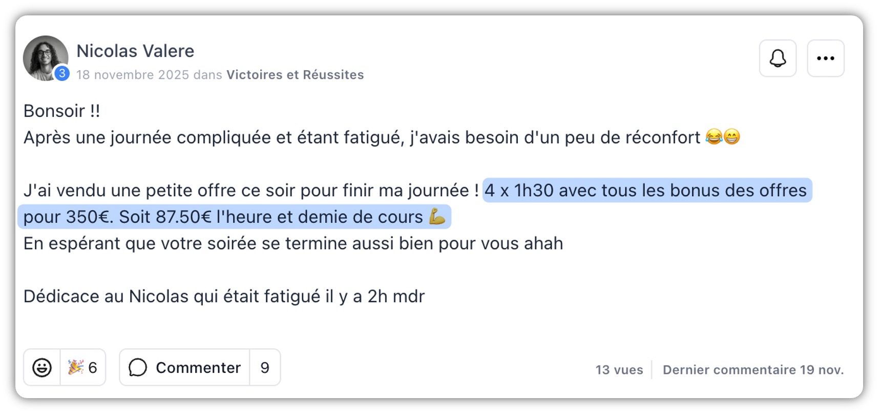 Message reçu d’un prof accompagné — vghv