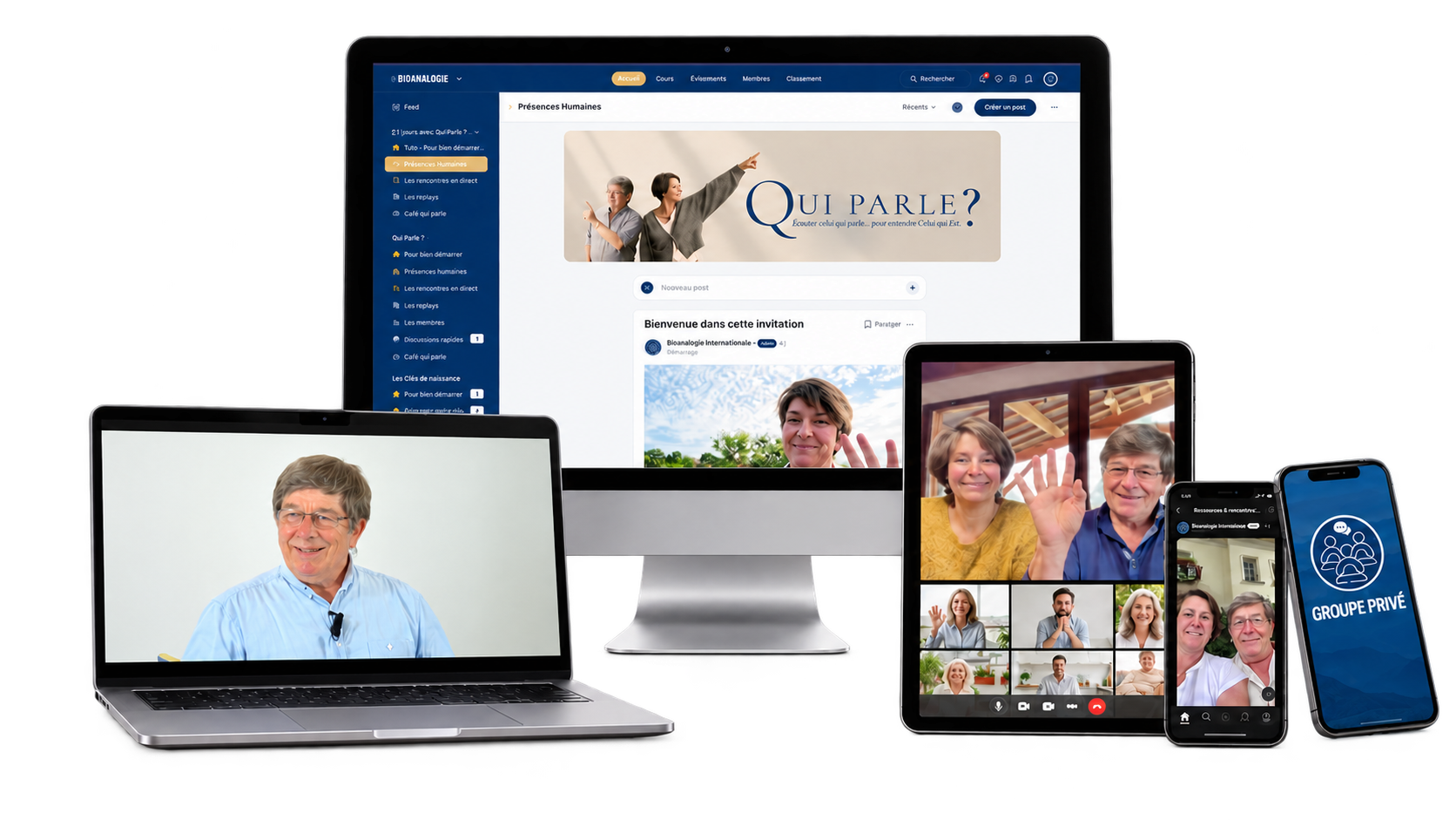 Le bureau Qui Parle sur ordinateur, tablette et téléphone