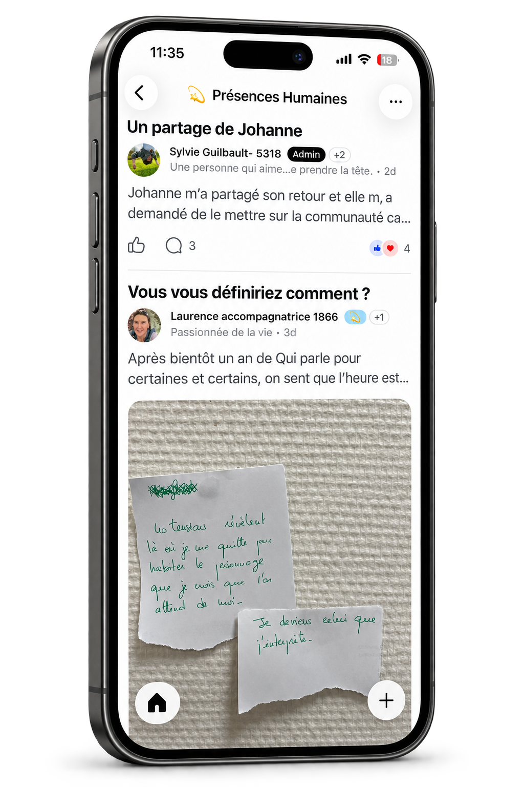 La communauté Présences Humaines sur téléphone