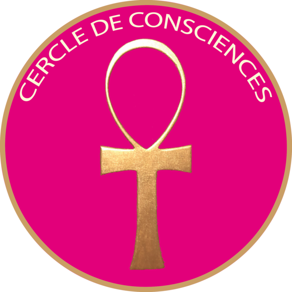 logo rose et doré croix qui représente symbole egyptien LOGO DE CERCLE DE CONSCIENCES