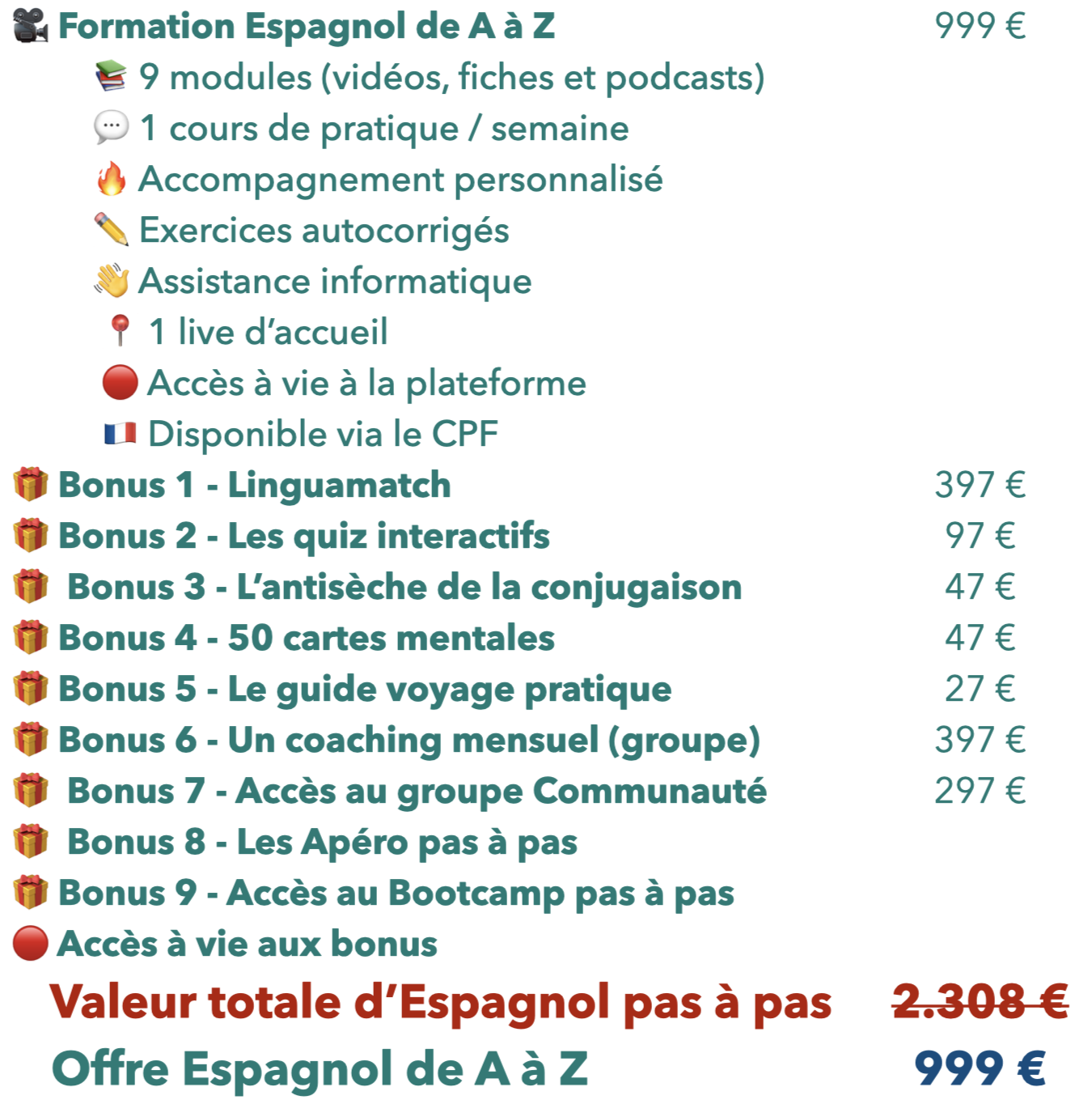 Offre Espagnol de A à Z