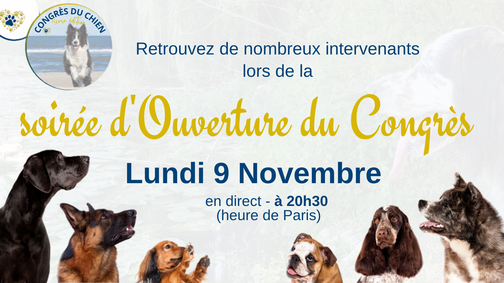 Soirée d'ouverture du Congrès – lundi 9 novembre en direct à 20h30 (heure de Paris)