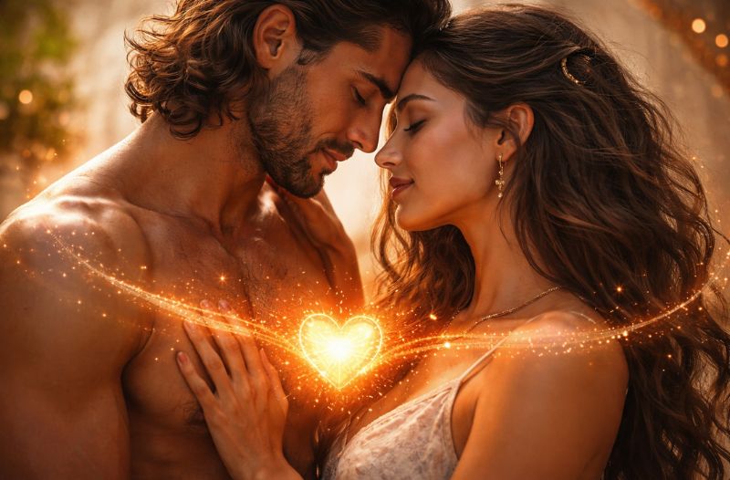 Connexion profonde au niveau du coeur entre l'homme et la femme dans un couple sacré