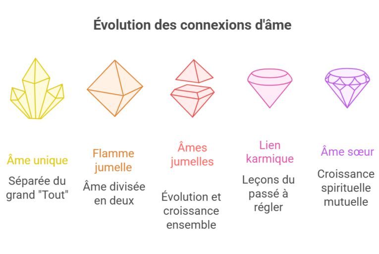Tableau récapitulatif des différentes évolutions et connexions d'âme