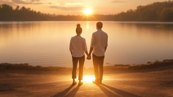 La fusion de ce couple sacré devant un lac entraine une élévation vibratoire au niveau du sol et leur ouvre un portail spirituel