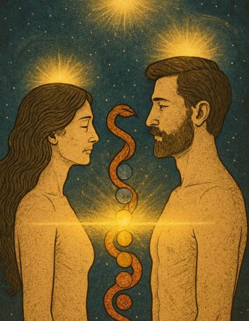 2 flammes jumelles sont entré en fusion spirituel en faisant monter le serpent de la kundalini à travers les chakras