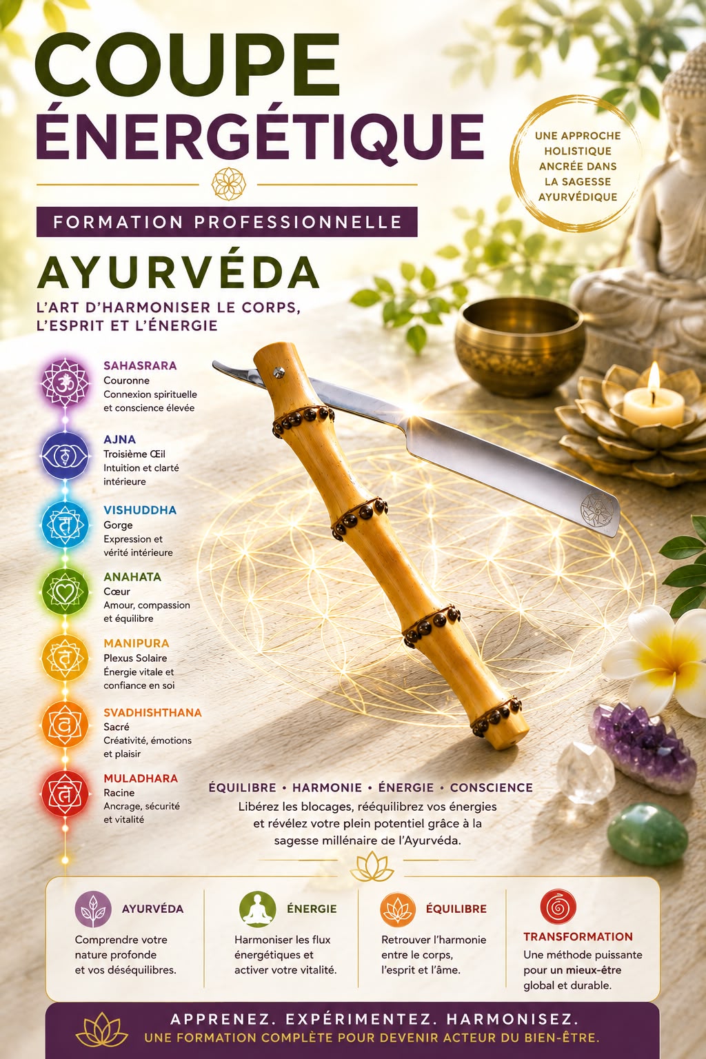Formation médecine ayurvédique et chakras — coupe énergétique