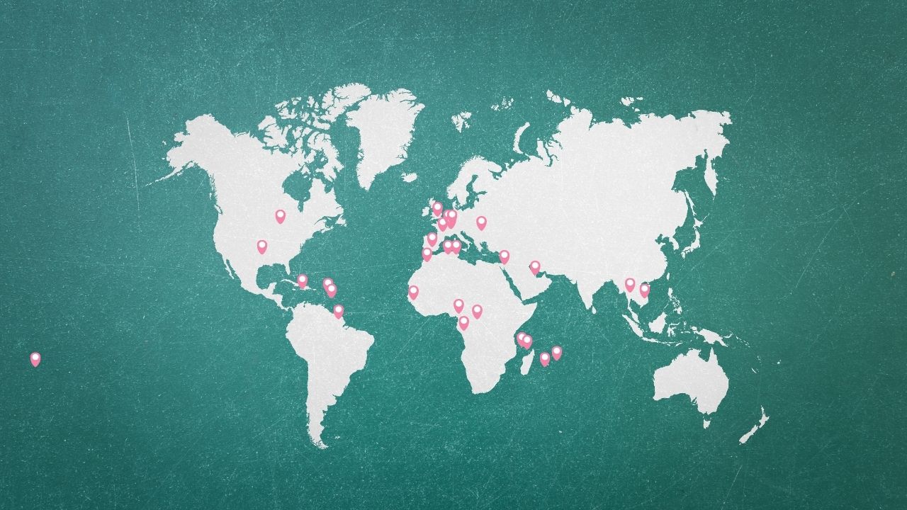 Carte des apprenants de la formations des sourciers dans le monde Carte des apprenants de la formations des sourciers dans le monde