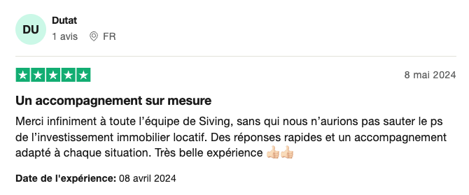 Message d’une cliente Siving