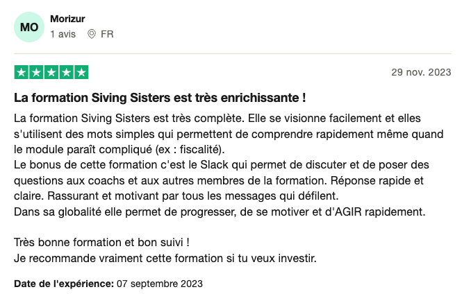 Témoignage d’une cliente Siving