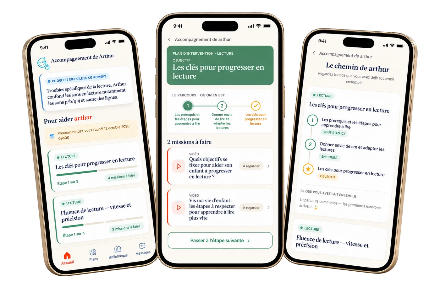L'espace famille sur téléphone : le chemin parcouru, les objectifs en cours et les missions à faire