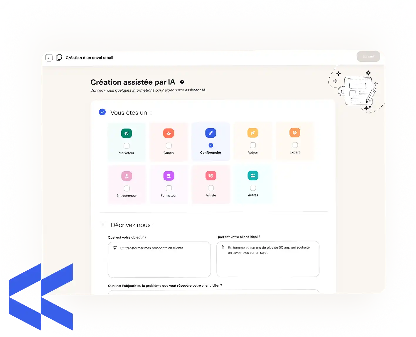 Interface de Hub Marketing