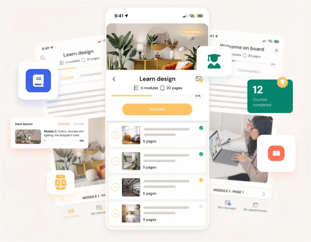 course list preview on the Learnybox mobile app