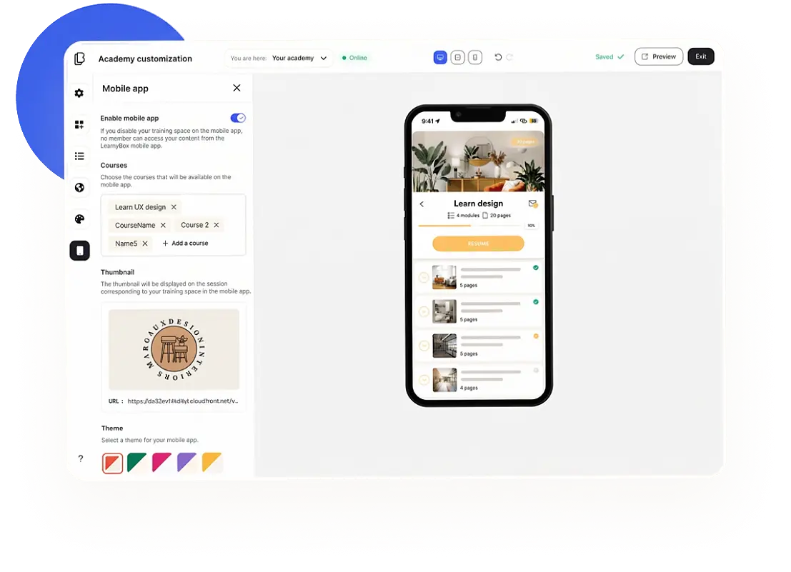 mobile app visual customization settings