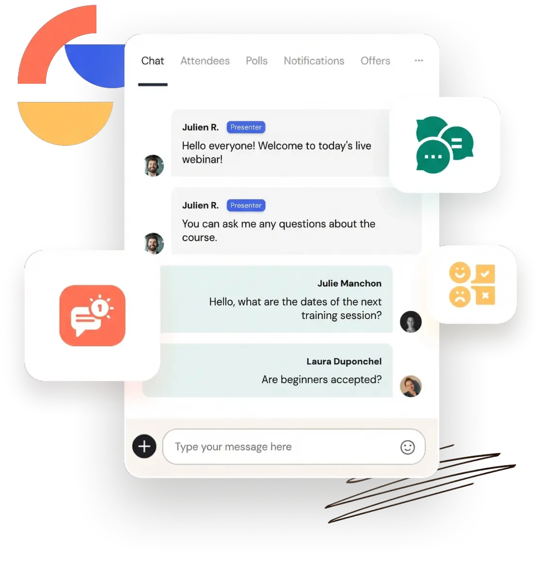 webinar live chat feature with message examples