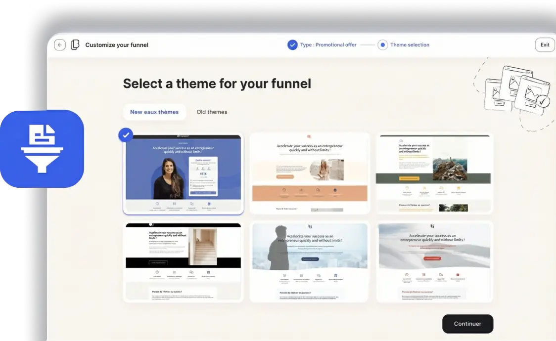 select a funnel theme preview