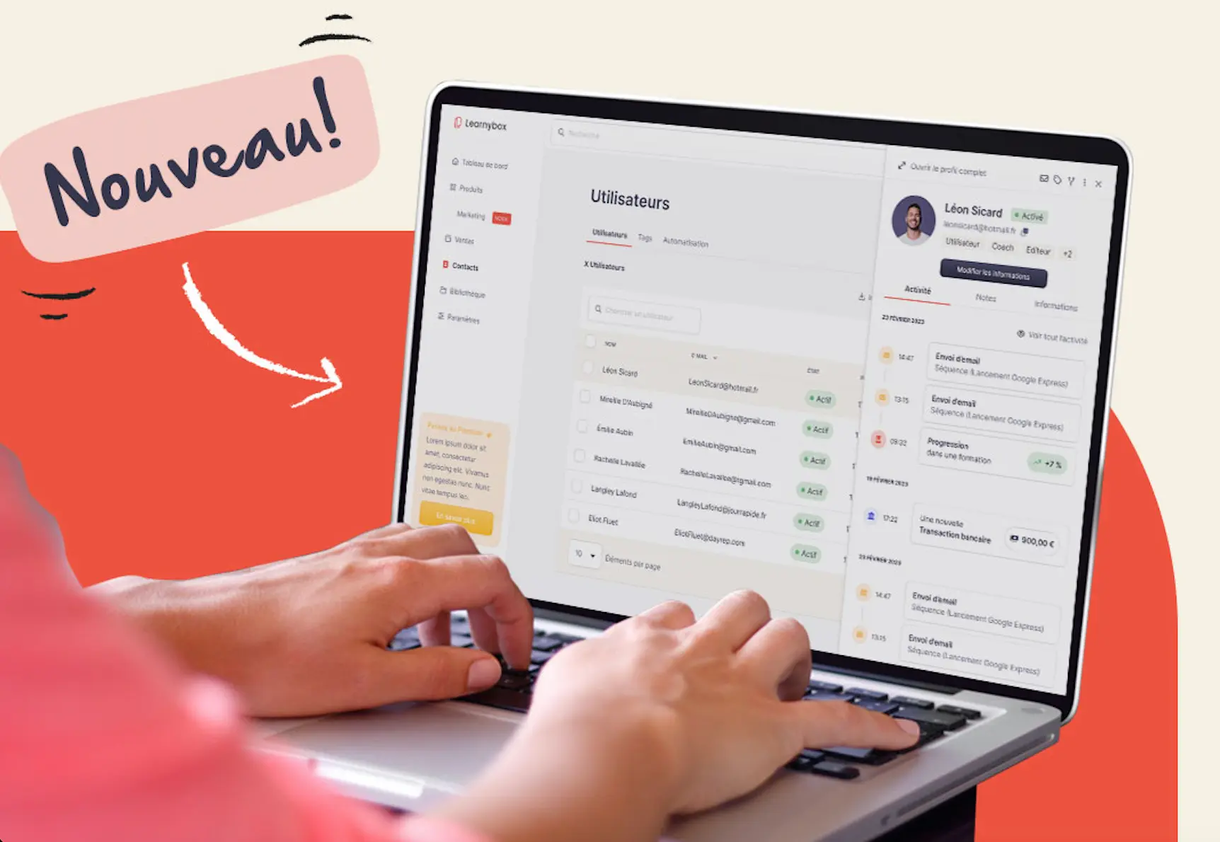 Capture d’écran du CRM LearnyBox