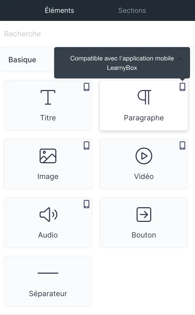 Aperçu des contenus visibles sur mobile