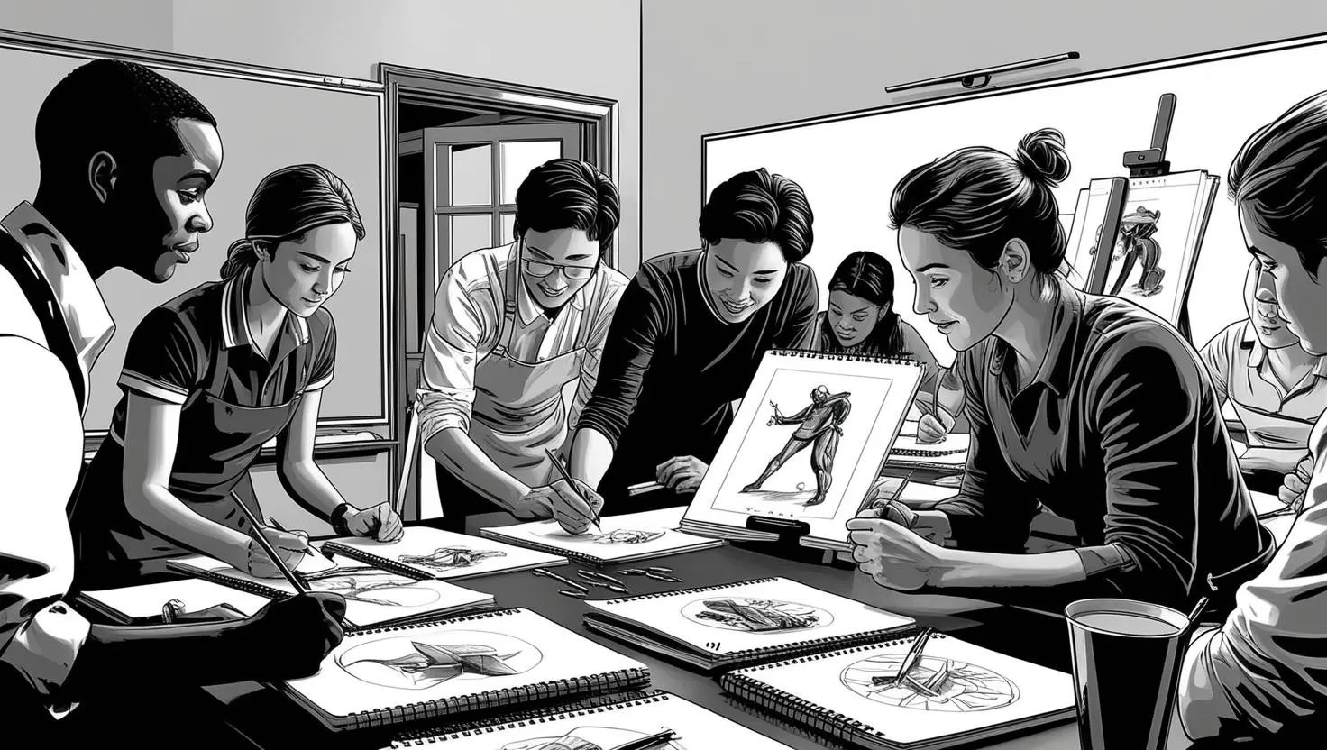 enseigner un art commercial, image en noir et blanc
