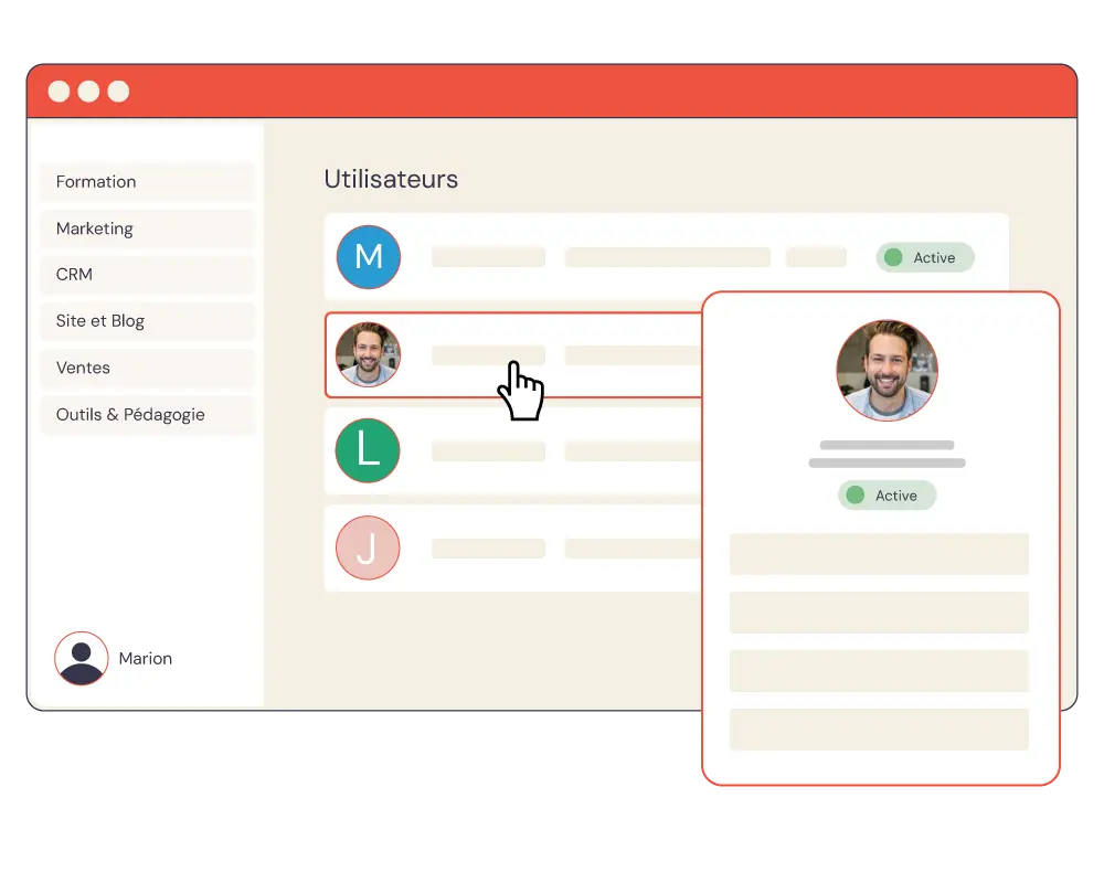 Interface du CRM LearnyBox
