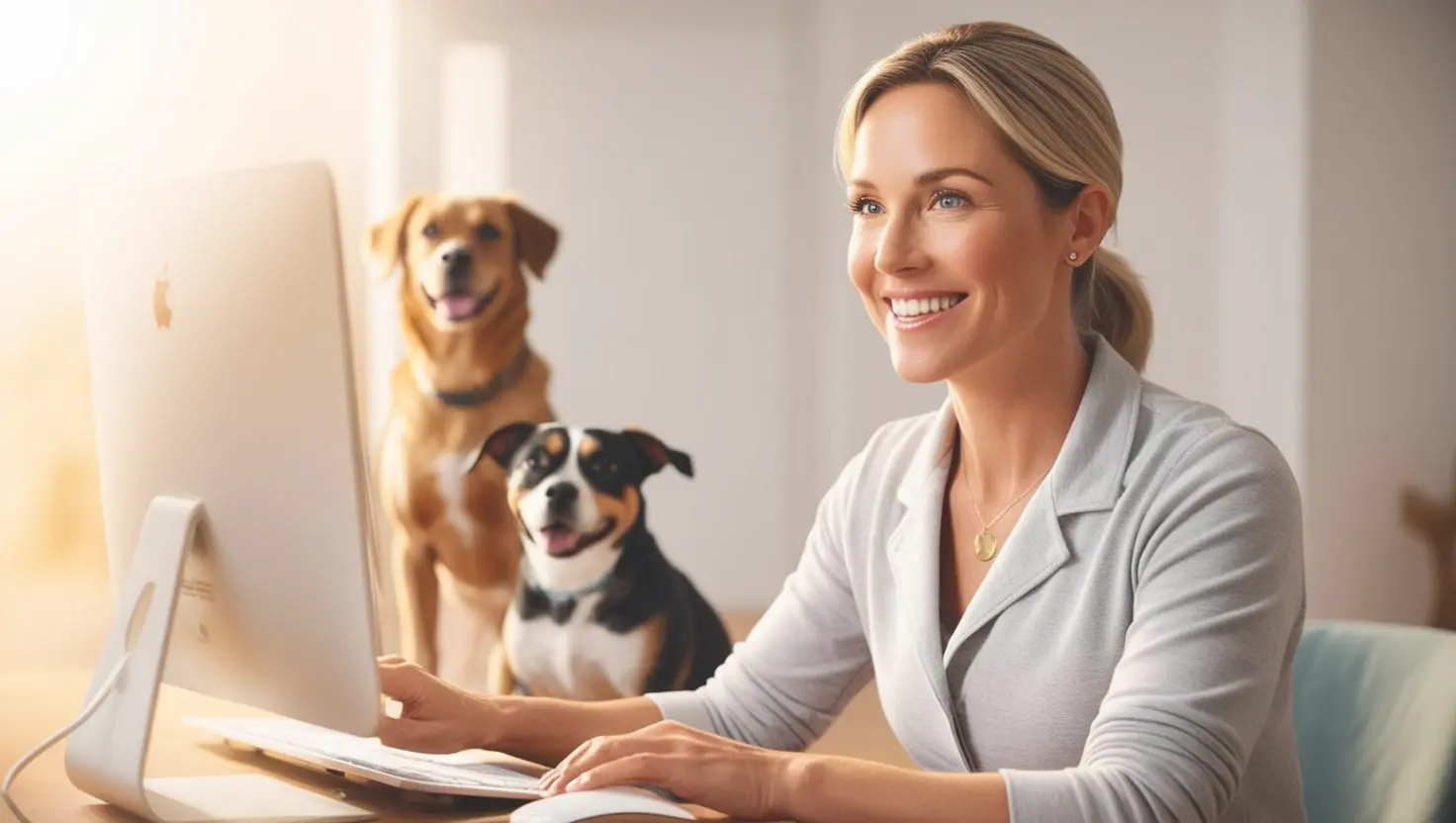 une formatrice en éducation canine qui travaille sur son business en ligne avec LearnyBox