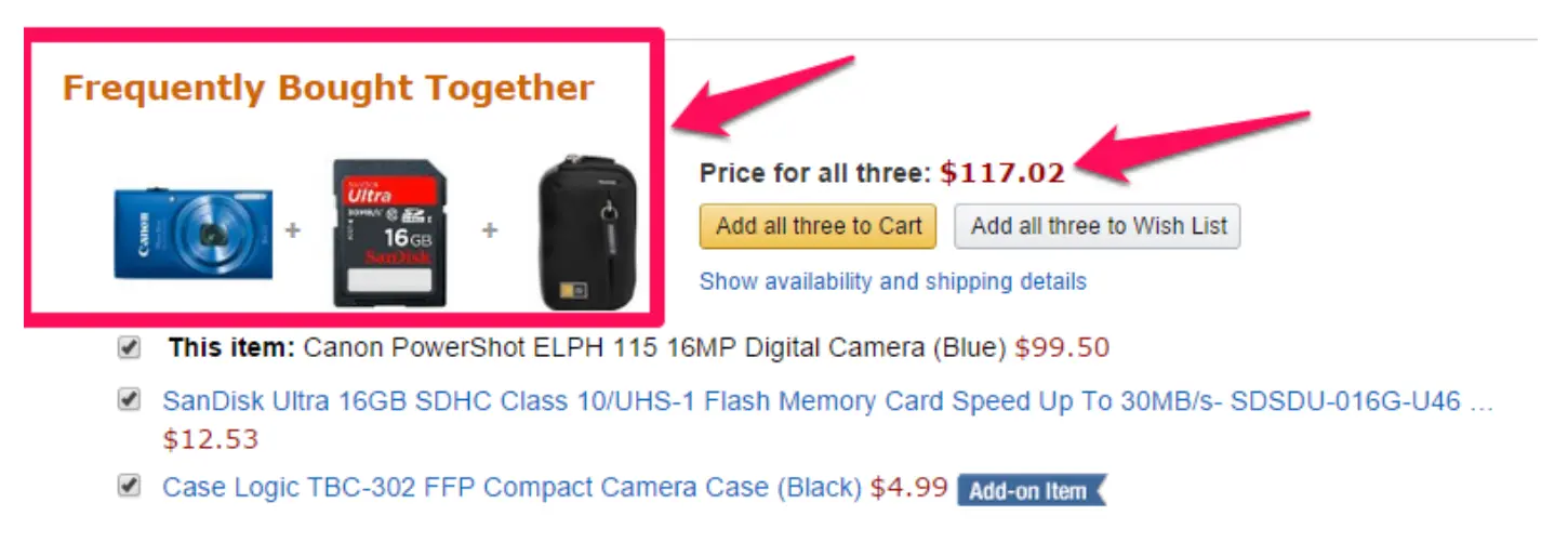 Exemple upsell Amazon