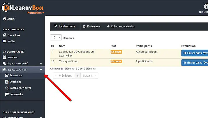 Outil d’évaluation LearnyBox inséré dans une page