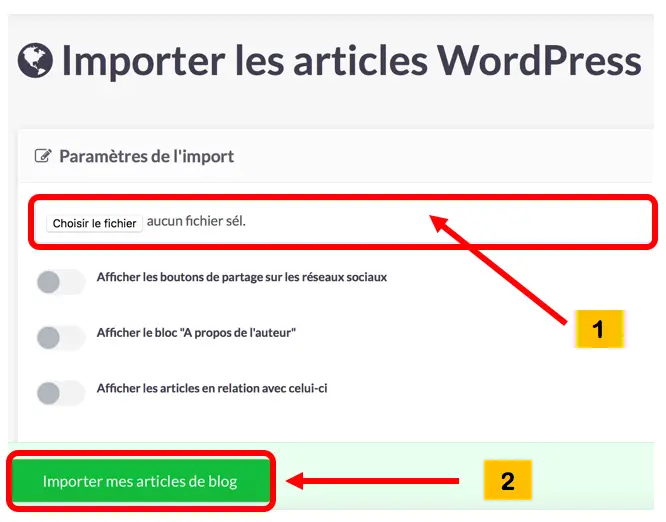 Fenêtre - Choisir le fichier d’import