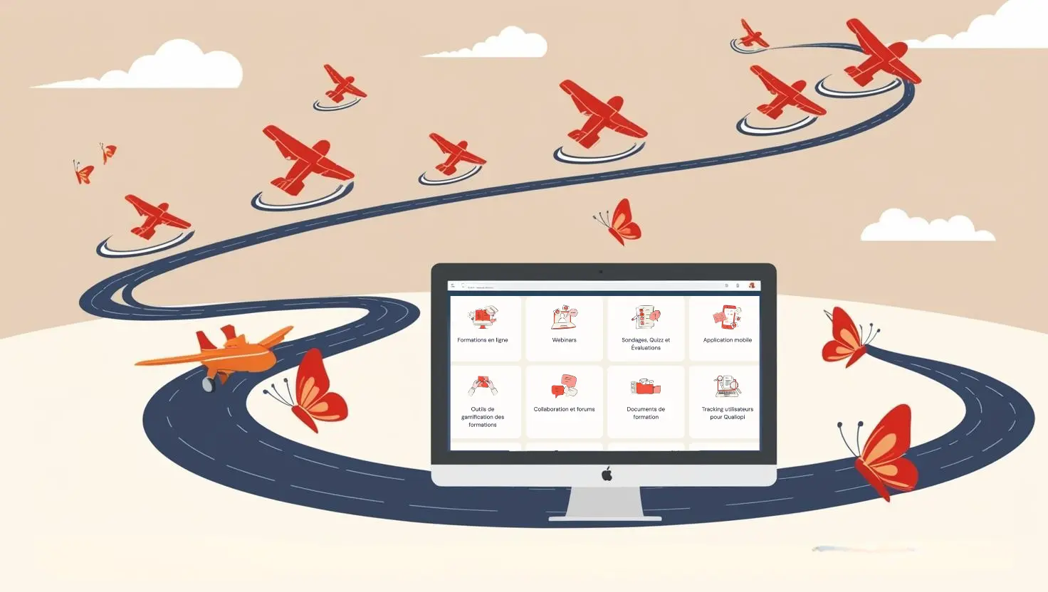 Cette image illustre le concept d'un parcours d'apprentissage fluide et engageant, où les apprenants peuvent progresser sans obstacles, grâce aux outils et fonctionnalités de LearnyBox. Cette image illustre le concept d'un parcours d'apprentissage fluide et engageant, où les apprenants peuvent progresser sans obstacles, grâce aux outils et fonctionnalités de LearnyBox.