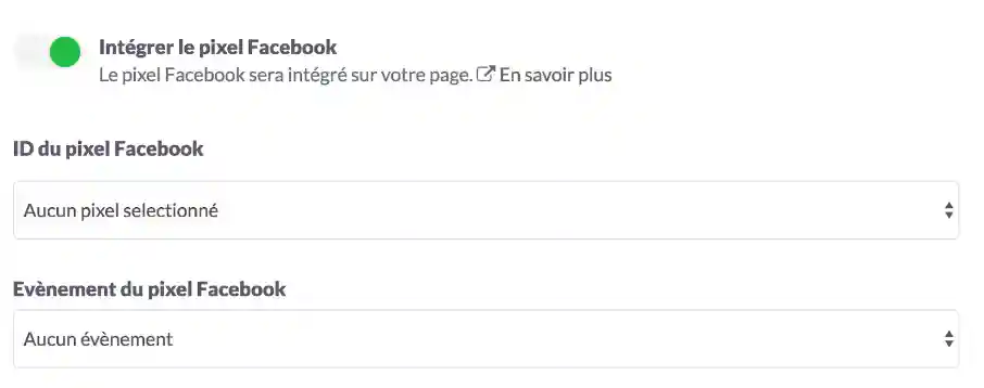 Page Site&Blog - Sélection du Pixel Facebook