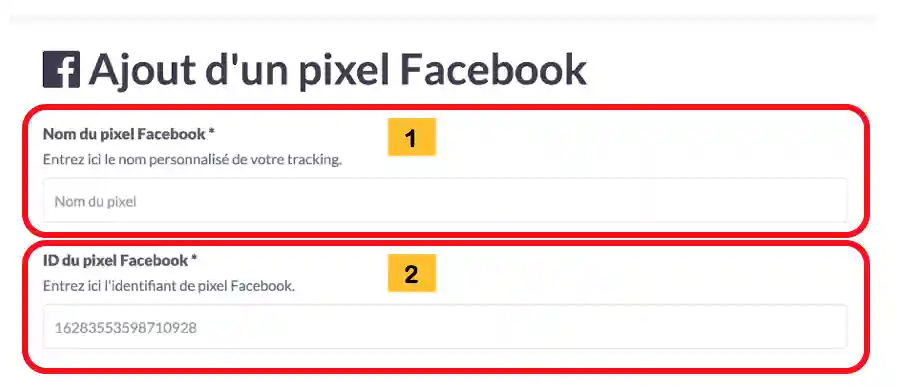 Formulaire - Ajouter un Pixel Facebook