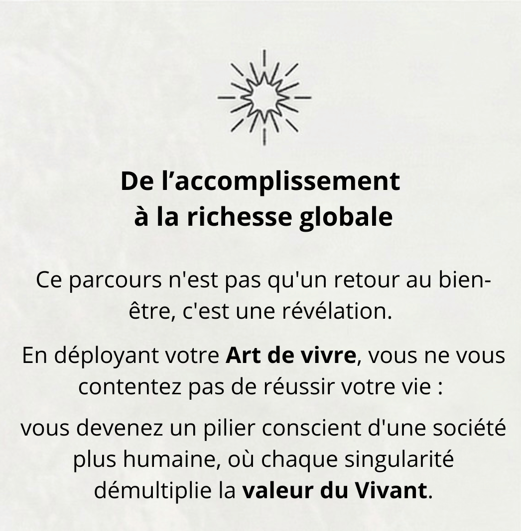 Vision de la richesse globale et de l'Art de vivre par la méthode VIVRE : devenir un pilier conscient d'une société plus humaine