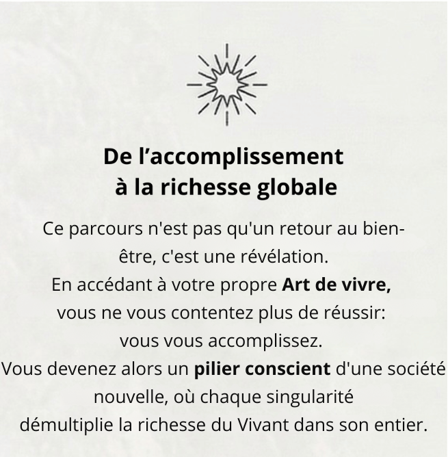 Vision de la richesse globale et de l'Art de vivre par la méthode VIVRE : devenir un pilier conscient d'une société plus humaine