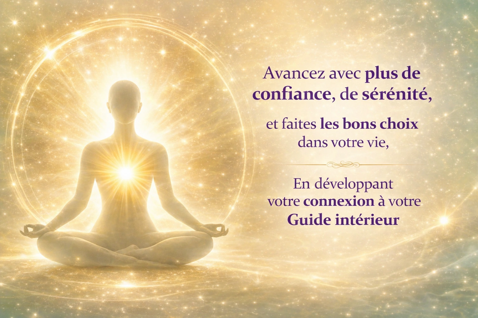Avancez avec plus de confiance, de sérénité et faites les bons choix dans votre vie en développant votre connexion à votre Guide intérieur